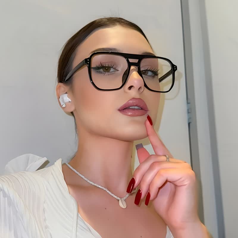 Spykay™ EG26676 Double Bridges Square Frames Anti-blue Light Eyeglasses
