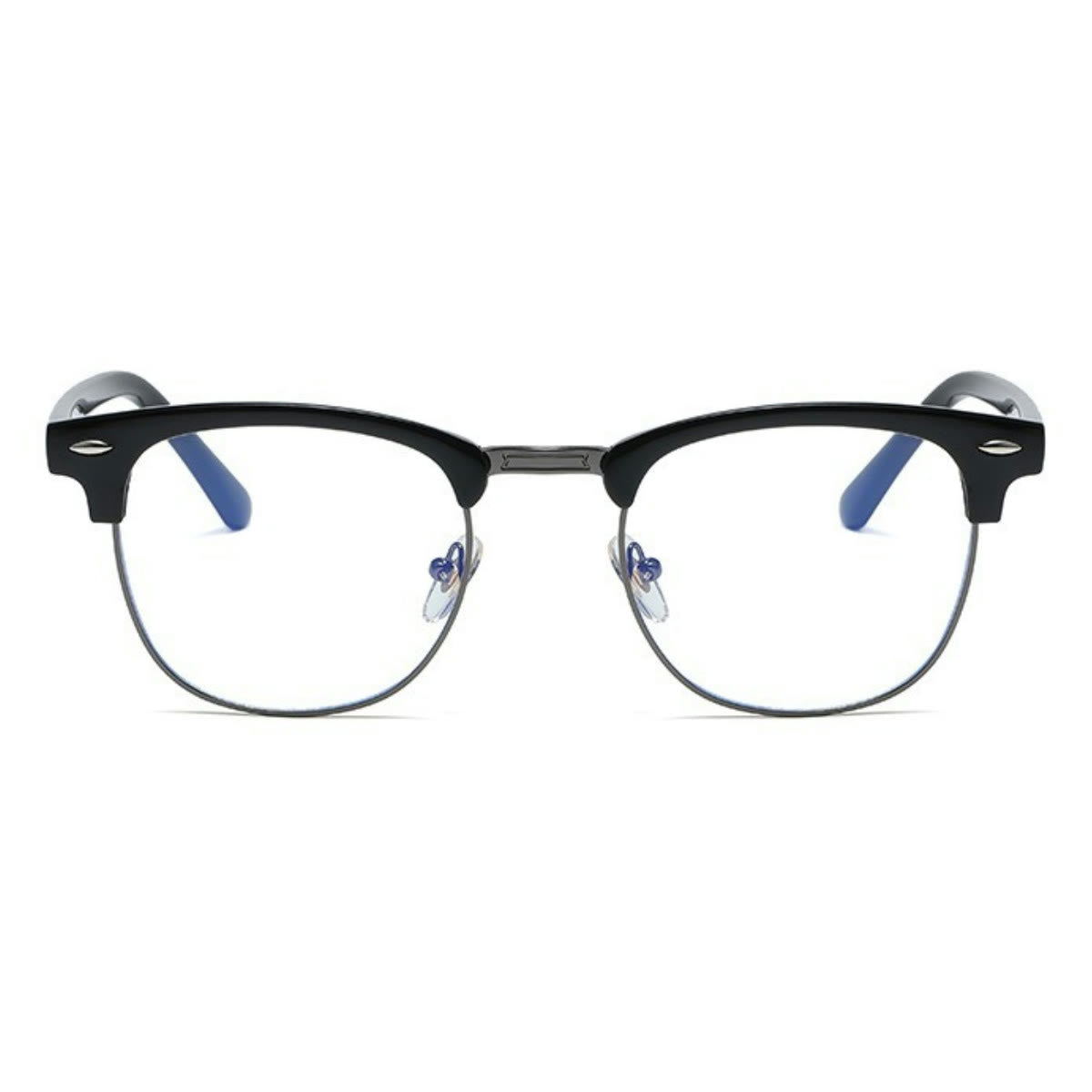 Spykay™ EG1015 Unisex PC Square Half-Frame Clear Lens Glasses, Suitable For Daily Office & Reading Blue Light Glasses