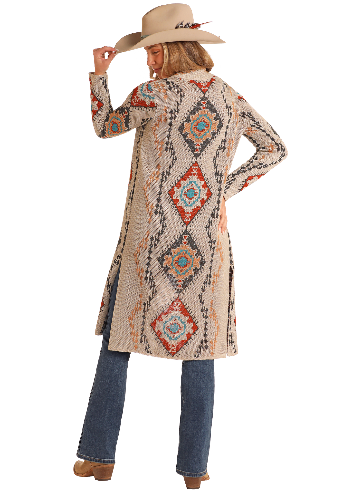 Southwestern - Patterned Long Cardigan