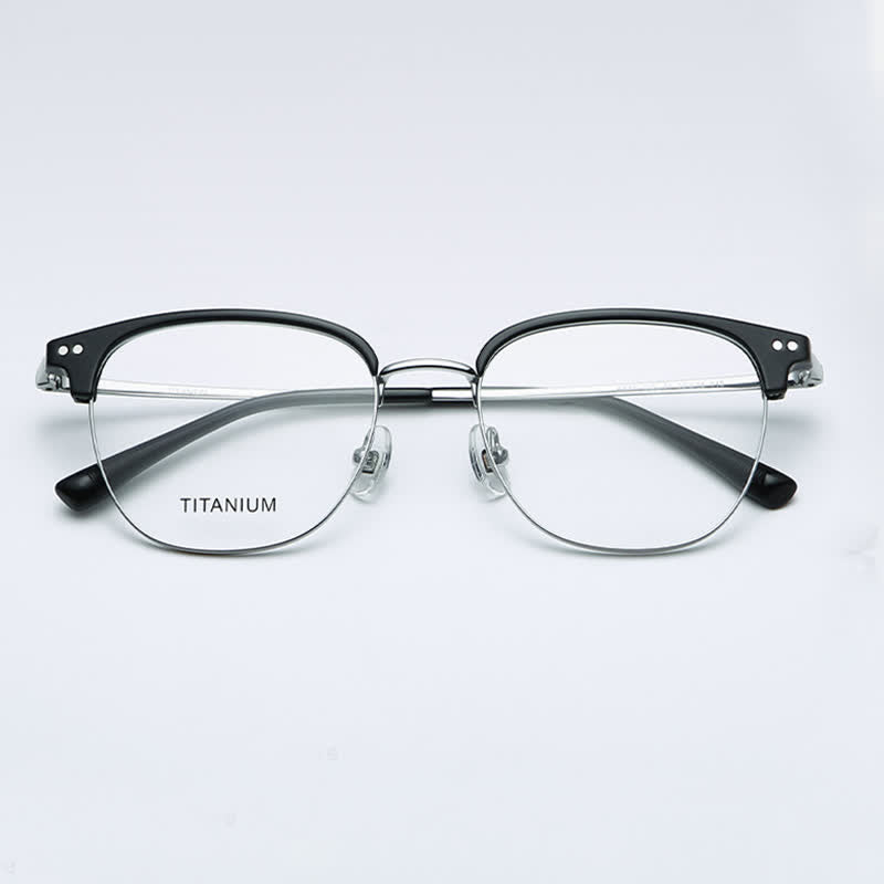 Spykay™ EG26739 Lightweight Square Titanium Frame Anti-blue Light Browline Glasses
