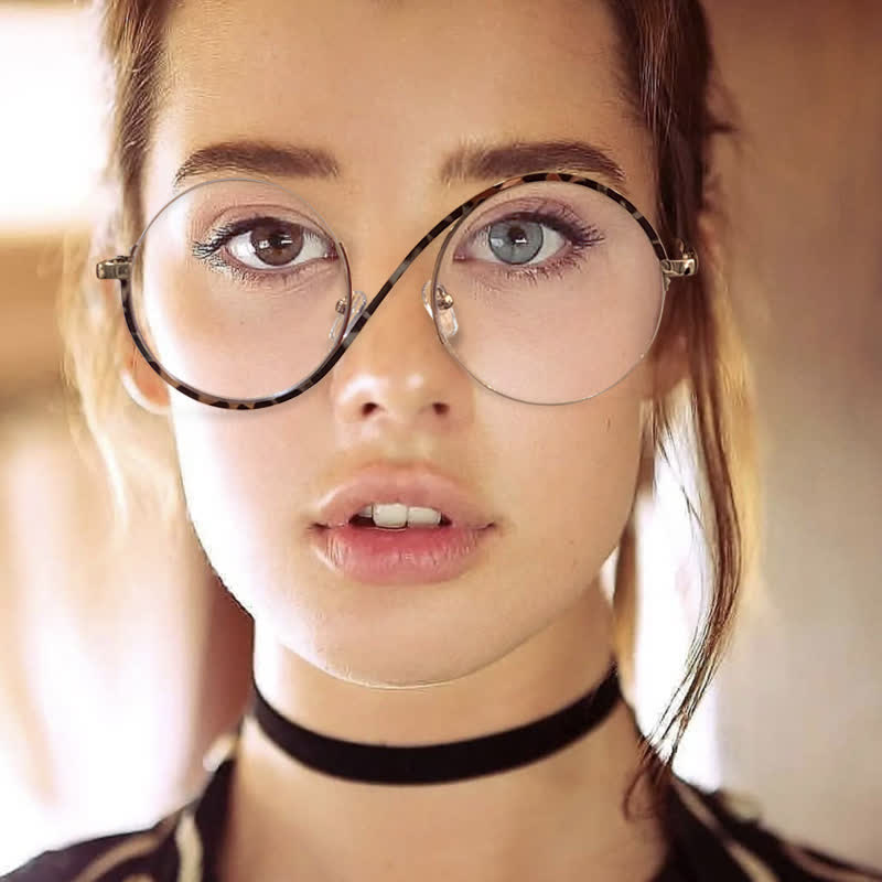 Spykay™ EG26662 "S" Design Metal Semi-Rimless Round Frame Unique Retro-Vintage Glasses
