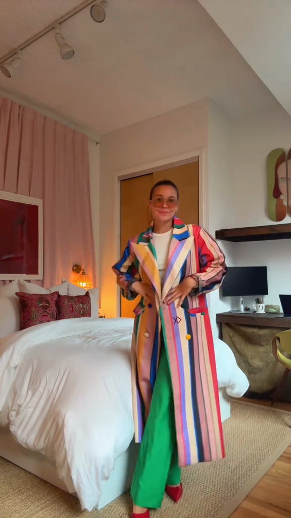 Multicolored Striped Trench Coat