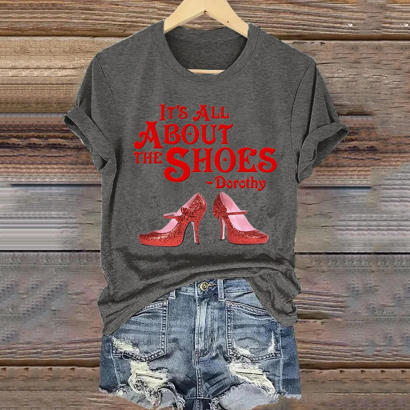 Halloween Halloween Witch It's All About The Classic Ruby Red Shoes Art Vintage Washed T Shirt