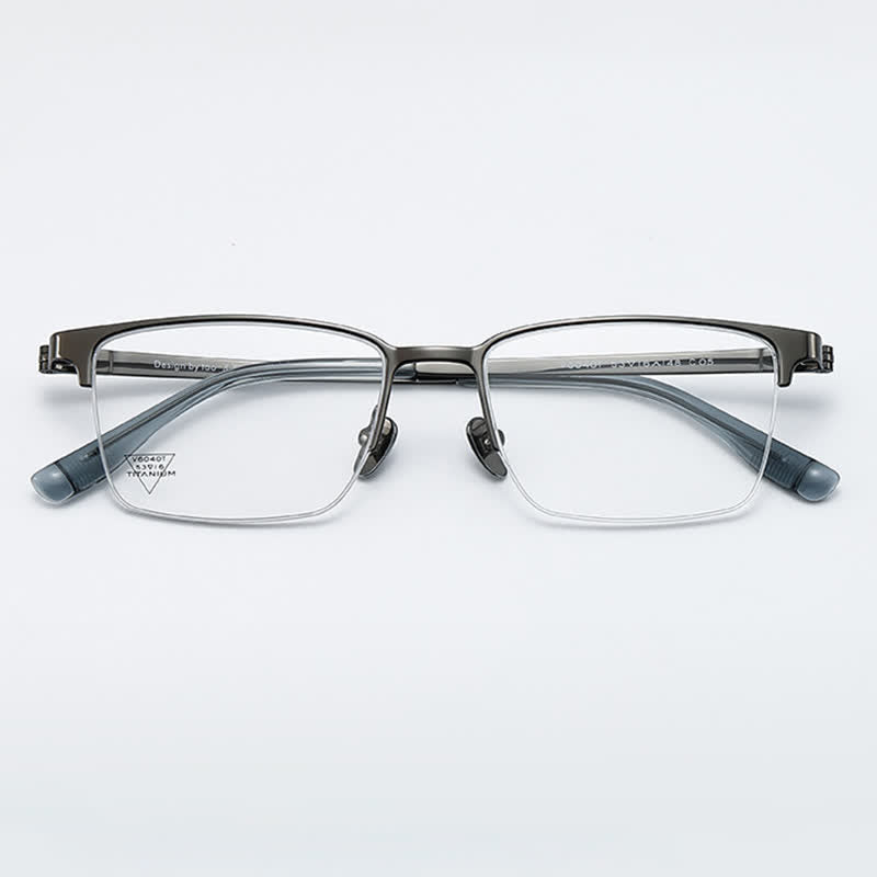Spykay™ EG26795 Titanium Rectangle Frame Anti-blue Light Simple Browline Glasses