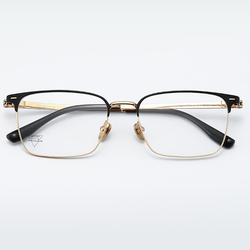 Spykay™ EG26794 Titanium Square Frame Anti-blue Light Simple Browline Glasses