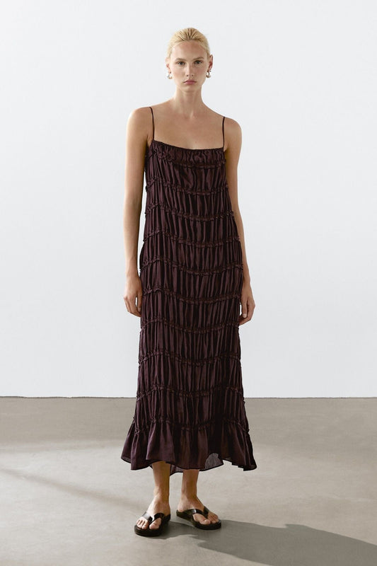 Plum Purple Tiered Ruffle Maxi Dress