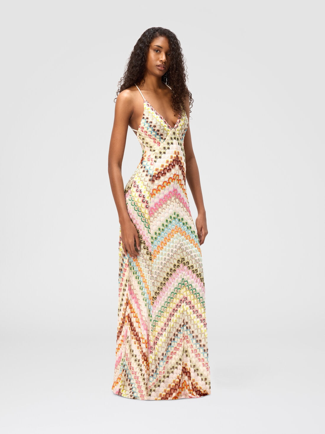 Colorful Chevron - Patterned Maxi Dress