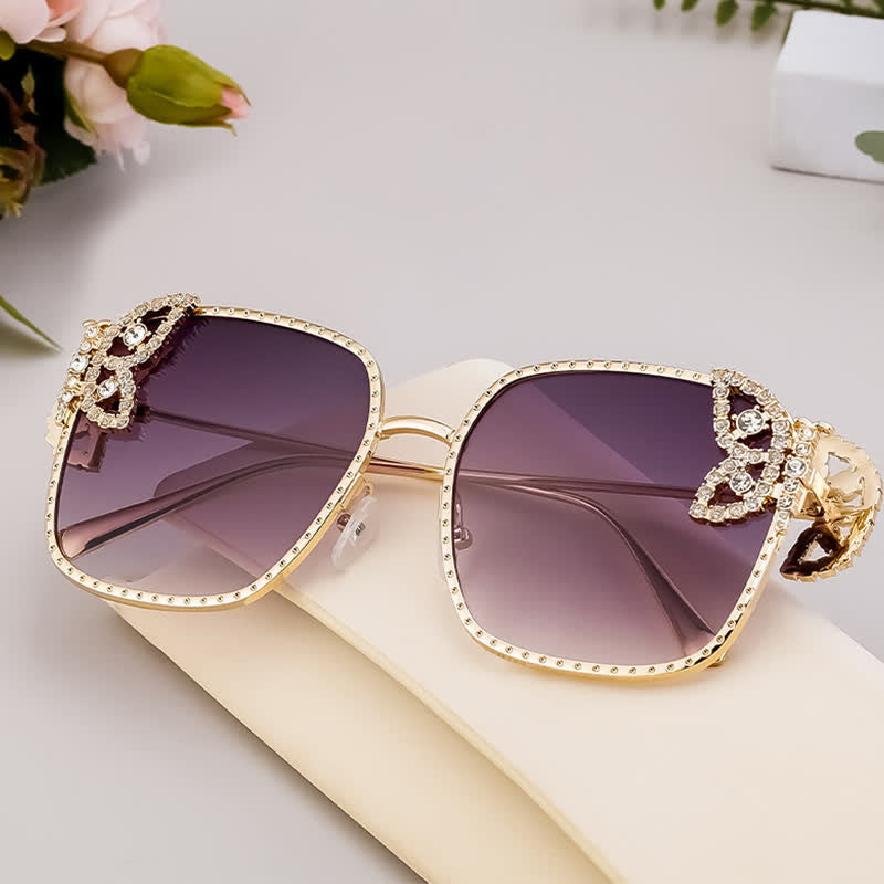 Spykay™ SG60849 Square Frame Butterfly Decor Oversized Sunglasses
