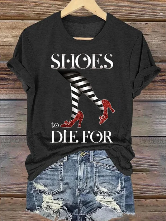 Halloween Shoes To Die For Classic Ruby Red Shoes Art Vintage Washed T Shirt