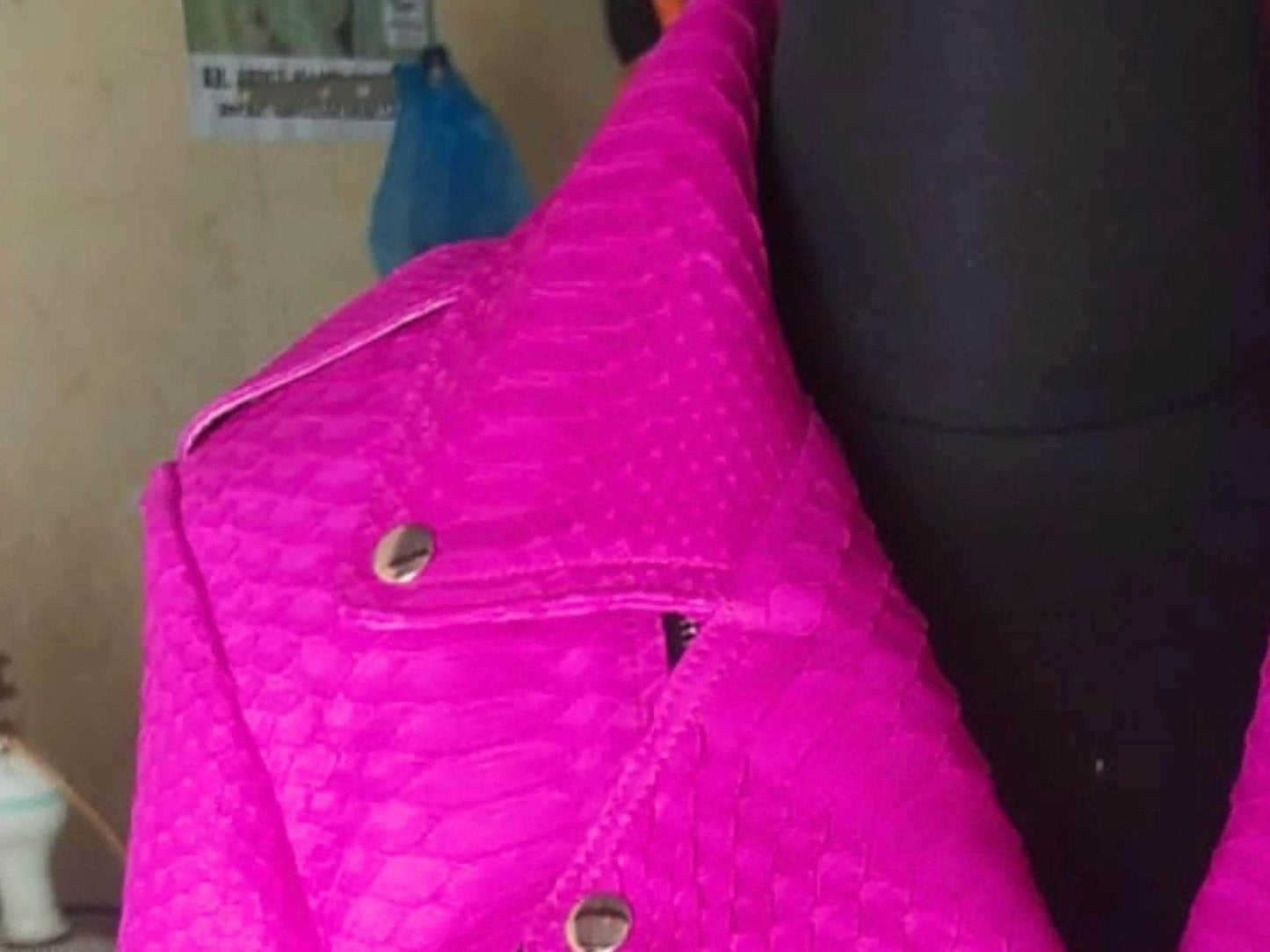 Hot Pink Snakeskin Python Leather Jacket