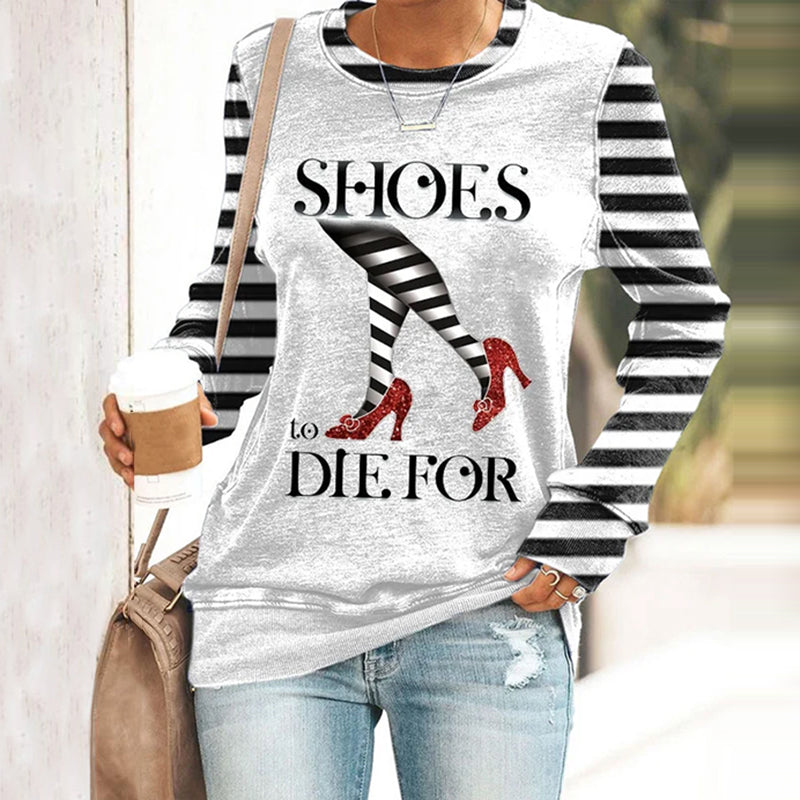 Women's Classic Ruby Red Shoes Halloween Witch Legs Print Sweatshirt