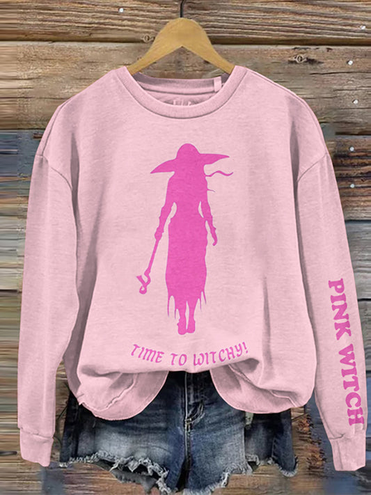 Pink Witch Time To Witchy Pink Cancer Awareness Cozy Sweatshirt