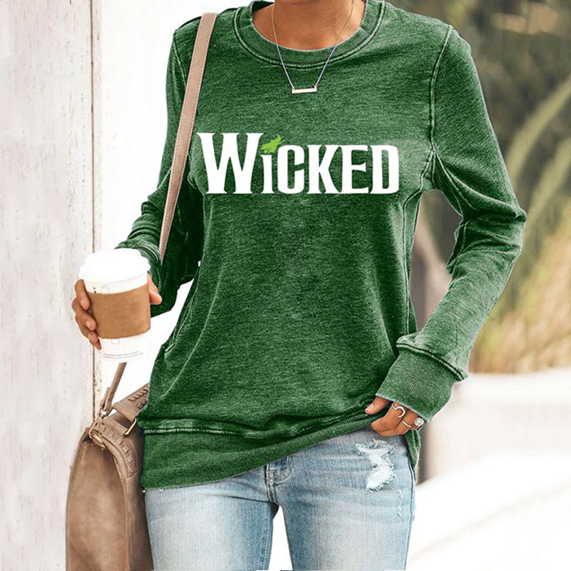 Women's Witch Print Casual Sweatshirt
