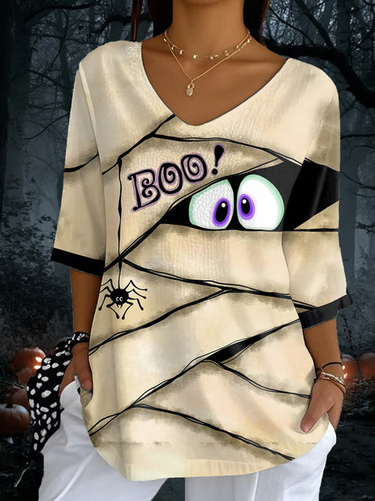 Women's Halloween Mummy Printed T-shirt
