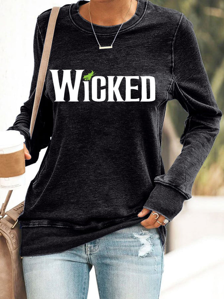 Women's Witch Print Casual Sweatshirt