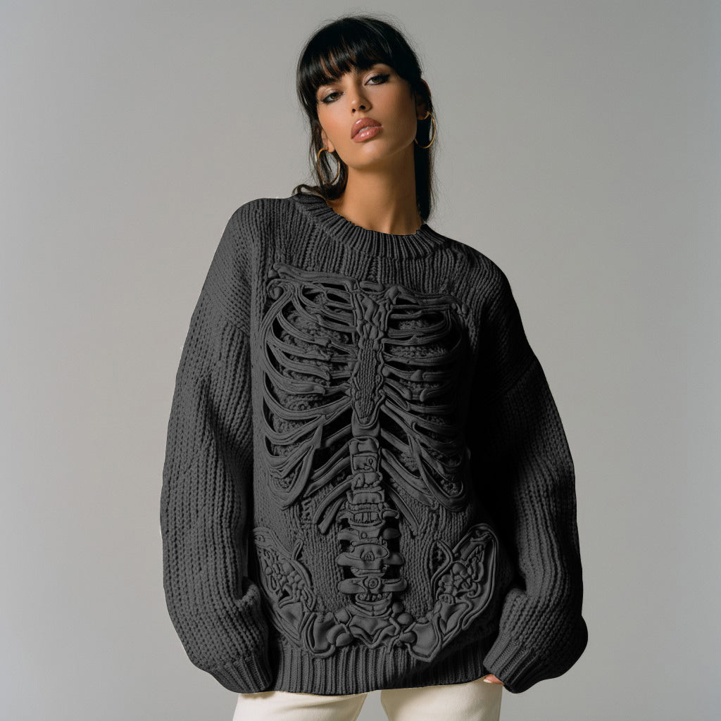 Vintage Halloween Anatomy Art Chunky Knitted Sweater