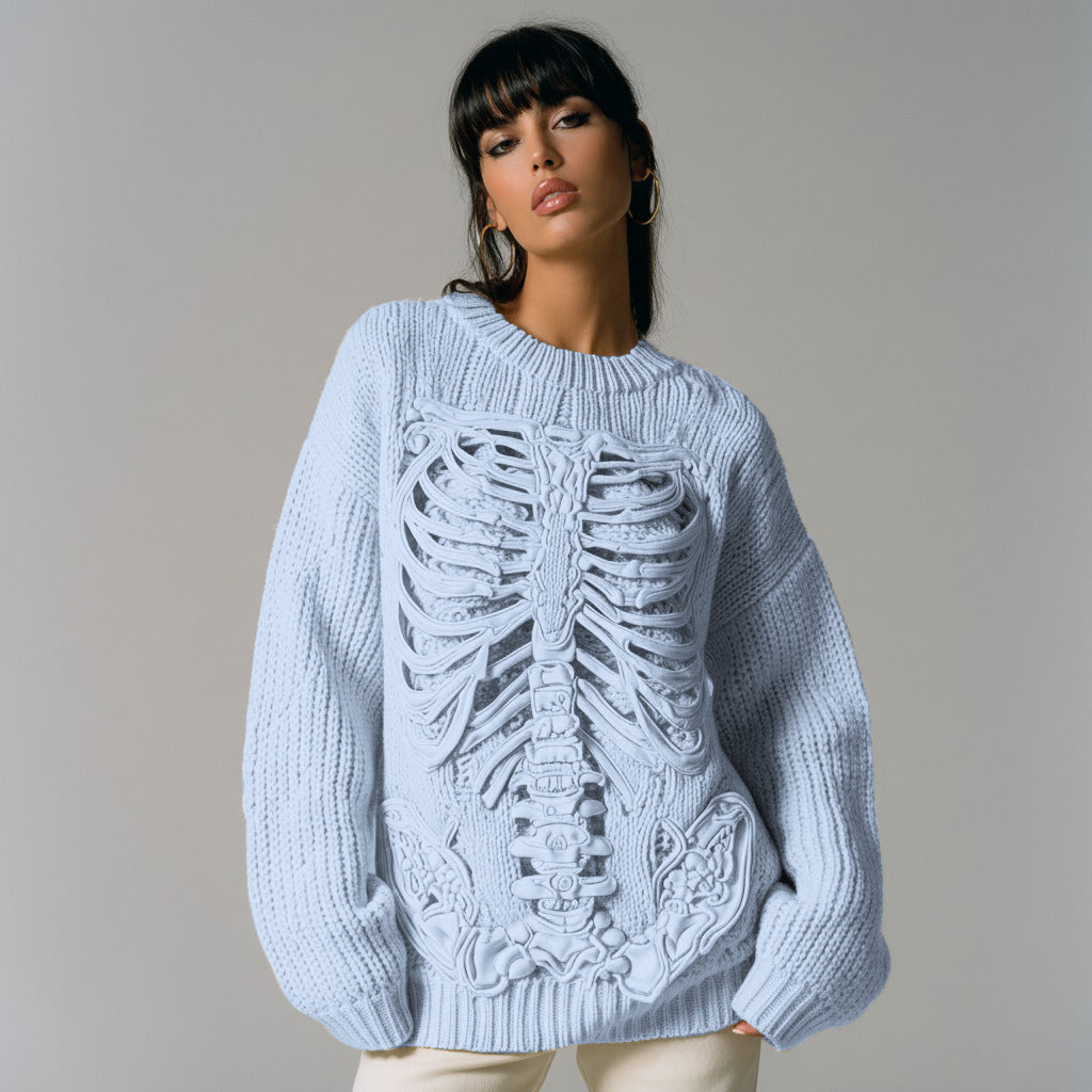Vintage Halloween Anatomy Art Chunky Knitted Sweater