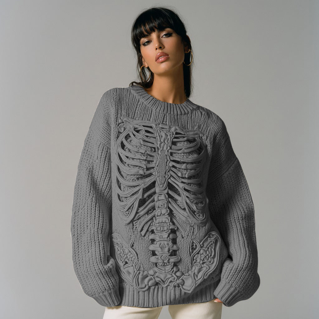 Vintage Halloween Anatomy Art Chunky Knitted Sweater