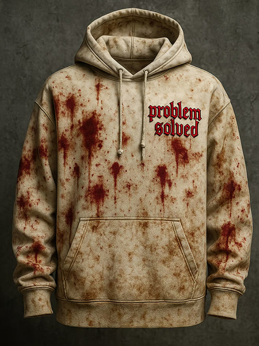 Unisex Vintage Bloody Bloody Problem Solved Art Hoodie