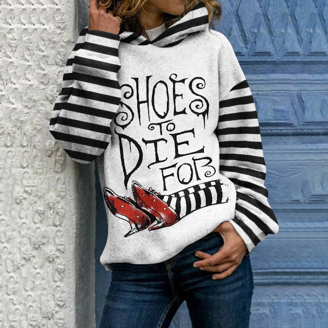 Women's Halloween Witch Legs Classic Ruby Red Shoes To Die For Art Print Casual Hoodie