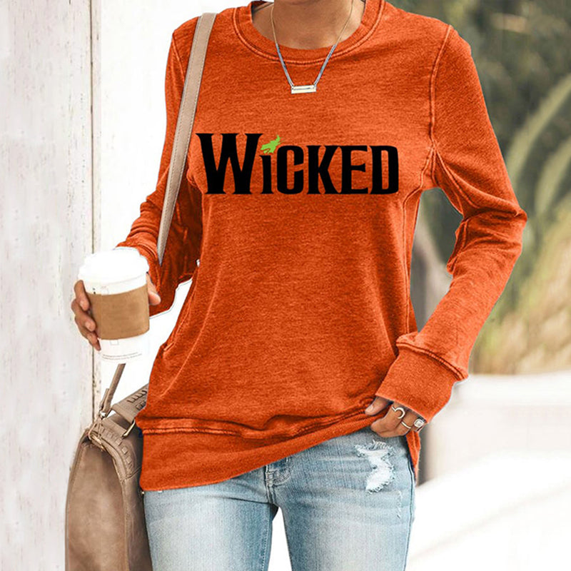 Women's Witch Print Casual Sweatshirt